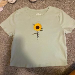 Hollister | Embroidered Sunflower Crop Baby Tee